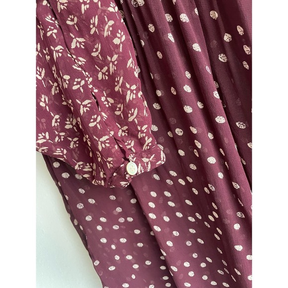 Isabel Marant Etoile Presley Printed Blouse Floral Dot Print Burgundy‎ Size 38 - Picture 5 of 10
